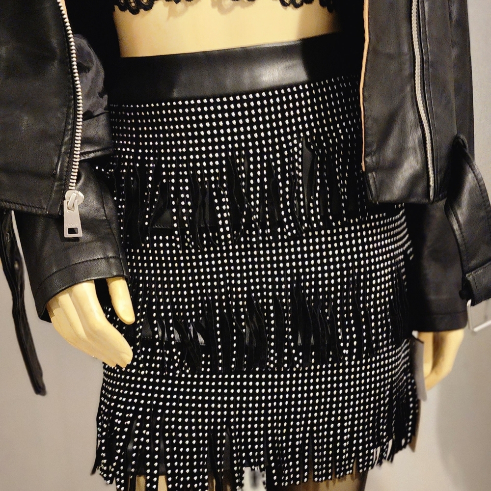 Sincerely Jules Fringe Studded Mini Skirt Size Small NWT - Picture 12 of 12